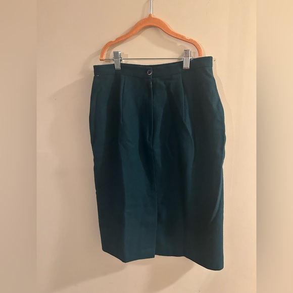 Vintage Isaac Hazan Women's Size 8 Kelly Green 100% Wool Pencil Skirt - Picture 4 of 7